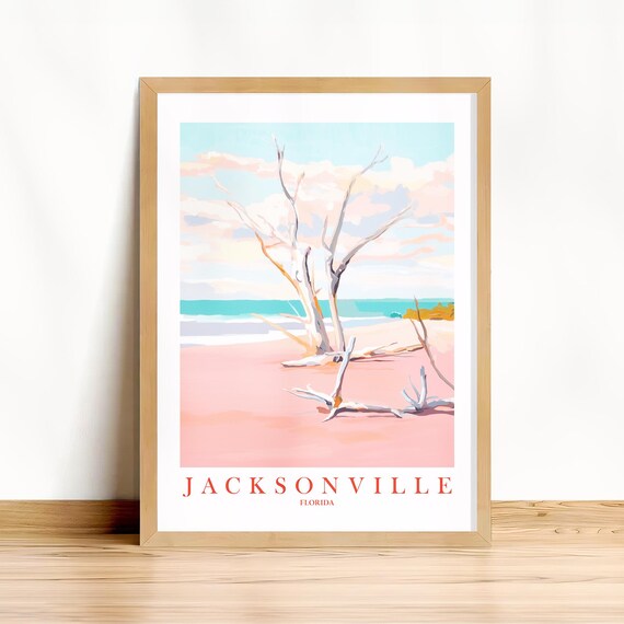 Jacksonville Florida Driftwood Beach Boneyard Coast Travel Poster