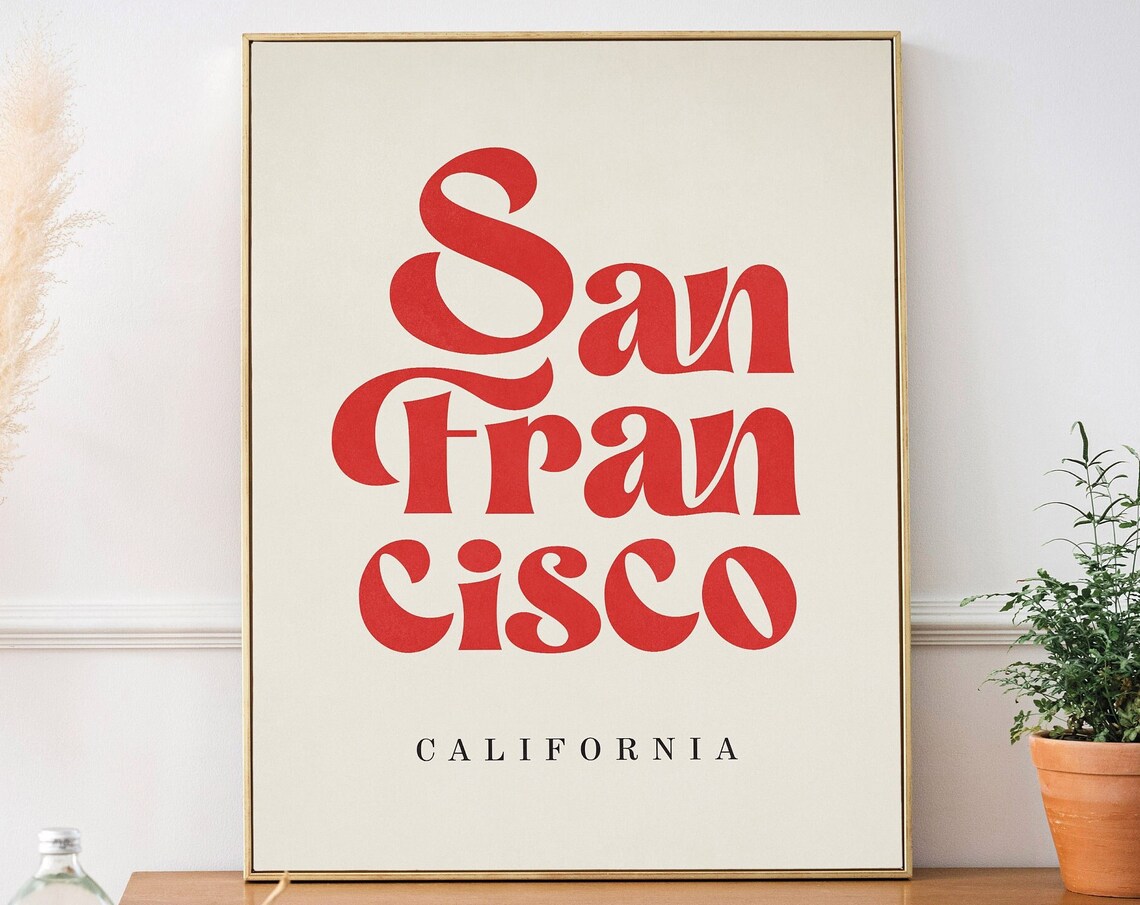 San Francisco Retro Travel Poster, Urban Wall Art