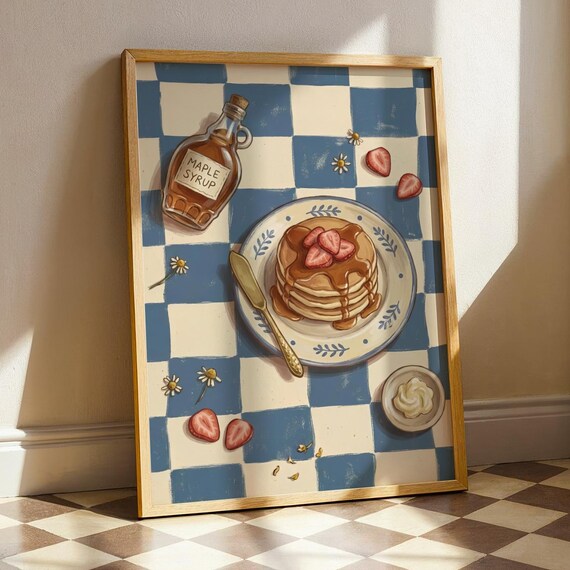 Strawberry Pancake Cottagecore Kitchen Art Print