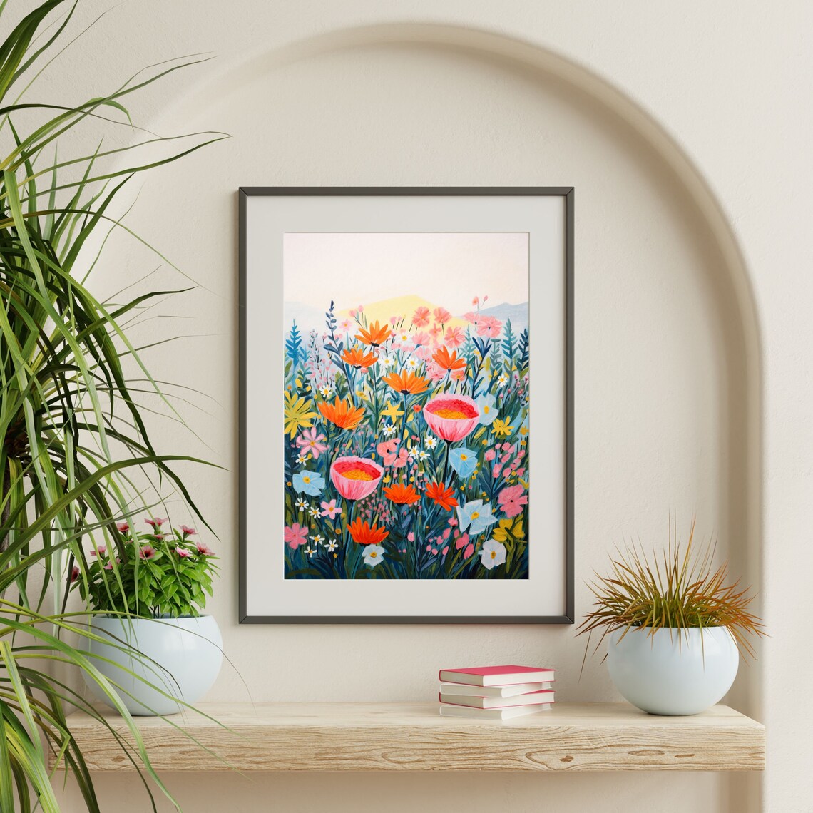 Colorful Flowers Painting, Retro Boho Wall Art Print - Image 2