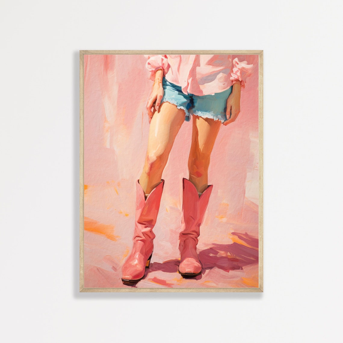 Retro Cowgirl Wall Art Print Aesthetic Minimal Western Decor Pastel Pink Boho Eclectic Artwork Trendy Girly Poster P 400
