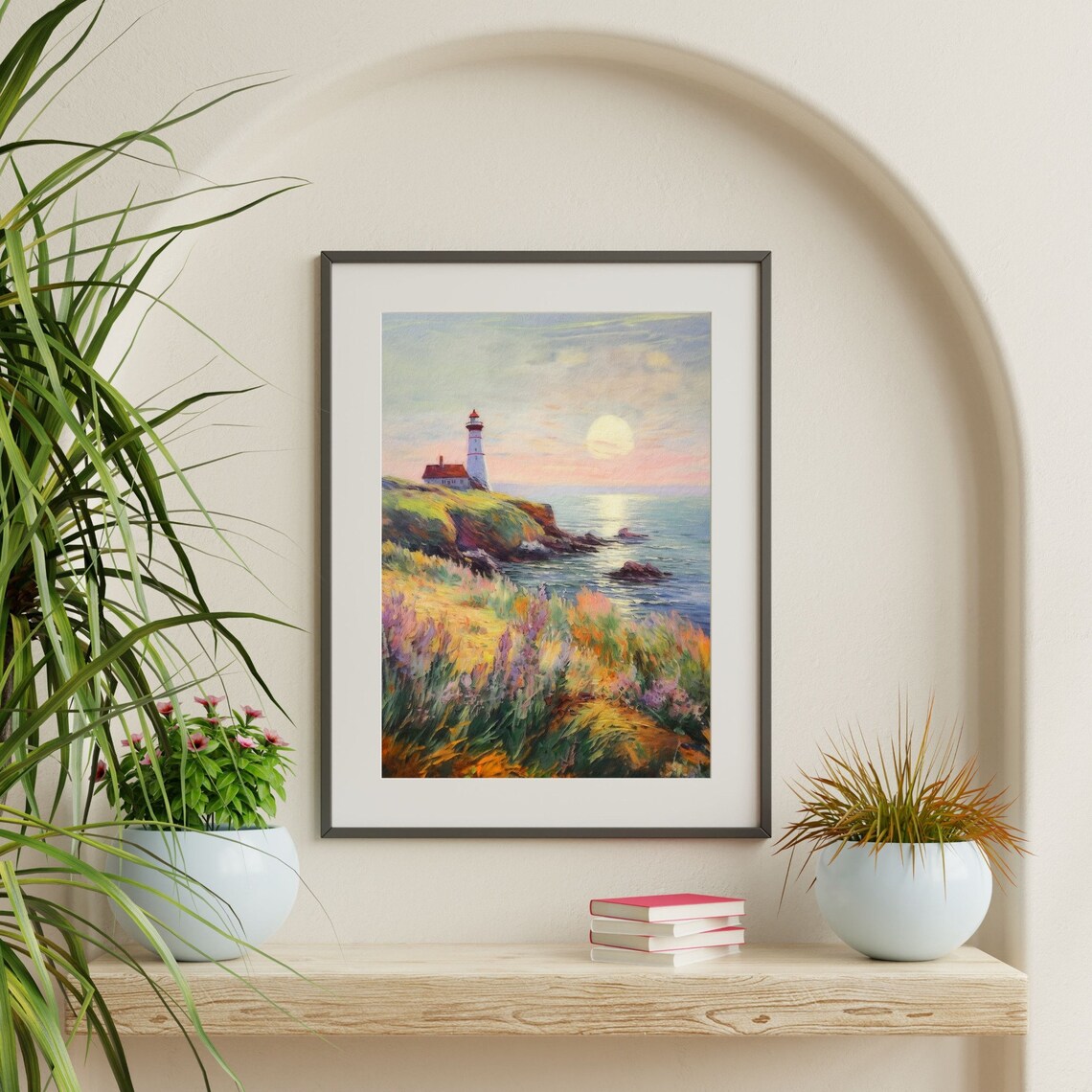 Coastal Lighthouse Retro Seascape Vintage Art Print - Image 2