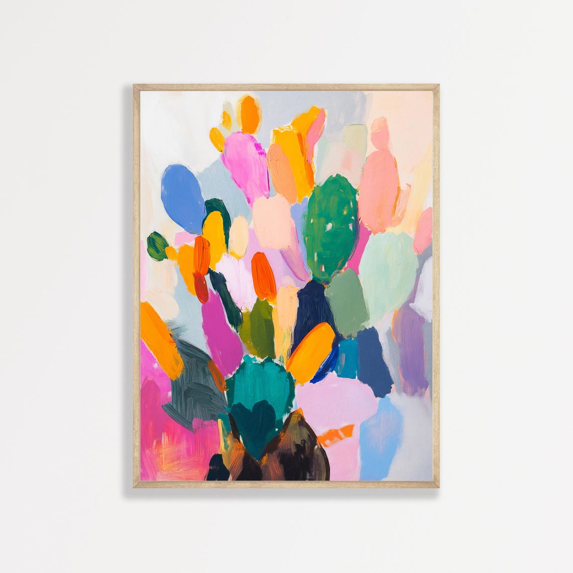Colorful Abstract Cactus Bold Brushstrokes Vibrant Modern Art Poster