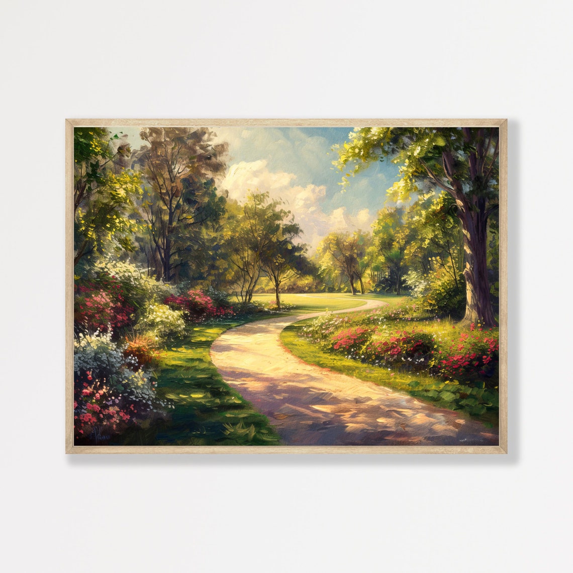 Vintage Garden Landscape Painting Retro Moody Antique Wall Art Rustic Home Decor P 506