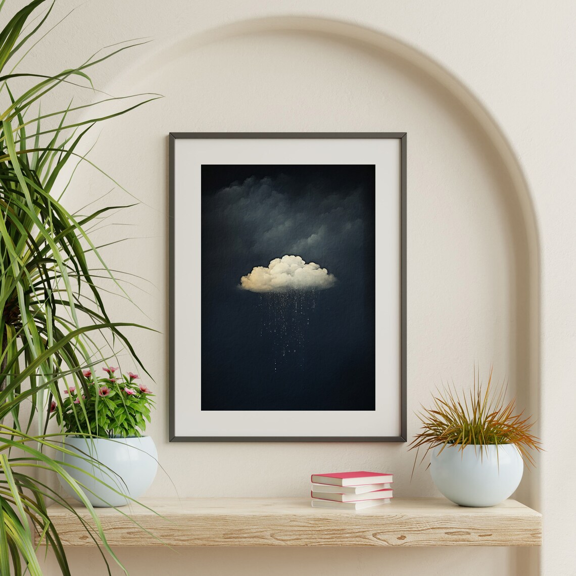 Rain Cloud, Moody Dark Blue Minimalist Poster Print - Image 2
