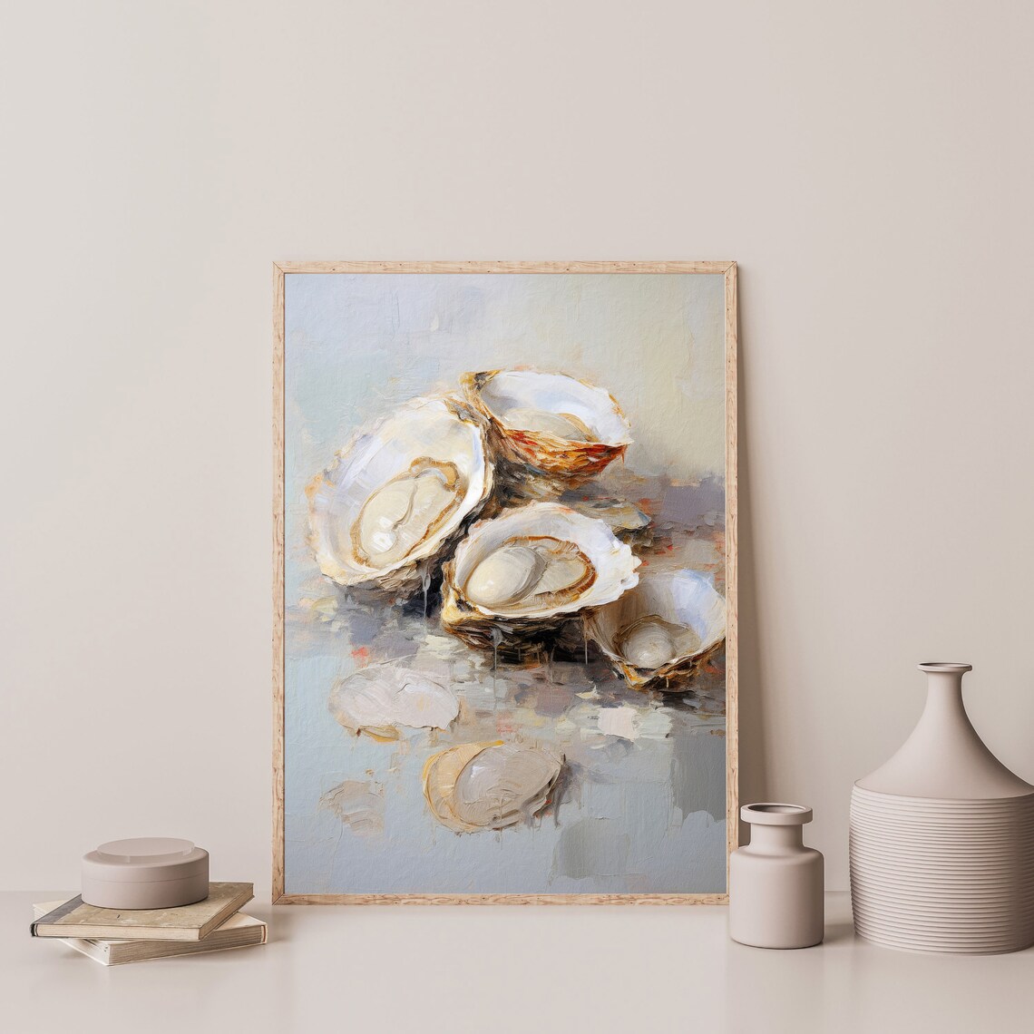 Oysters Vintage Still Life Art Print, Retro Coastal - Image 3