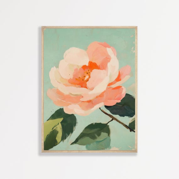 Retro Flower Print, Minimalist Vintage Floral Poster