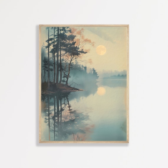 Japanese Landscape Painting, Retro Vintage Art Print