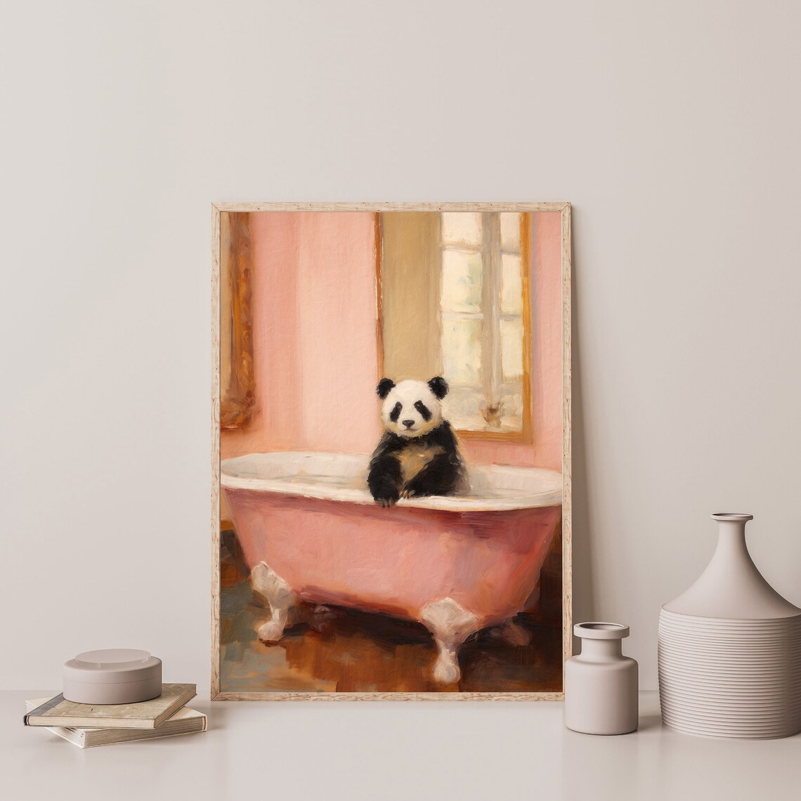 Panda Bathroom Retro Trendy Art Print, Vintage - Image 3