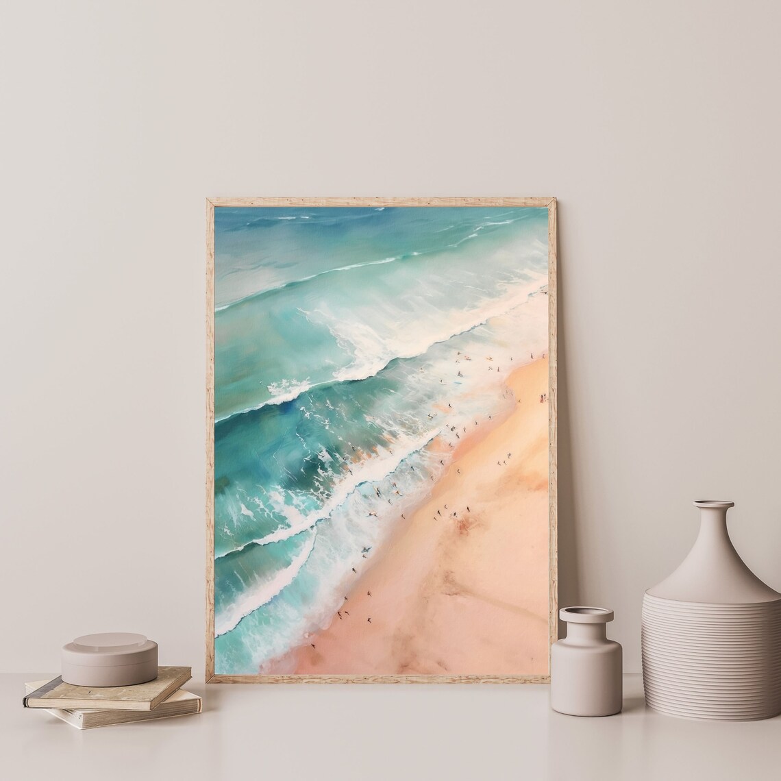 Retro Coastal Beach Landscape Aesthetic Poster Print - Image 3
