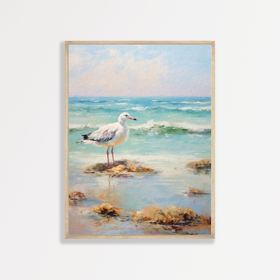 Seagull Painting, Coastal Bird Wall Art Print