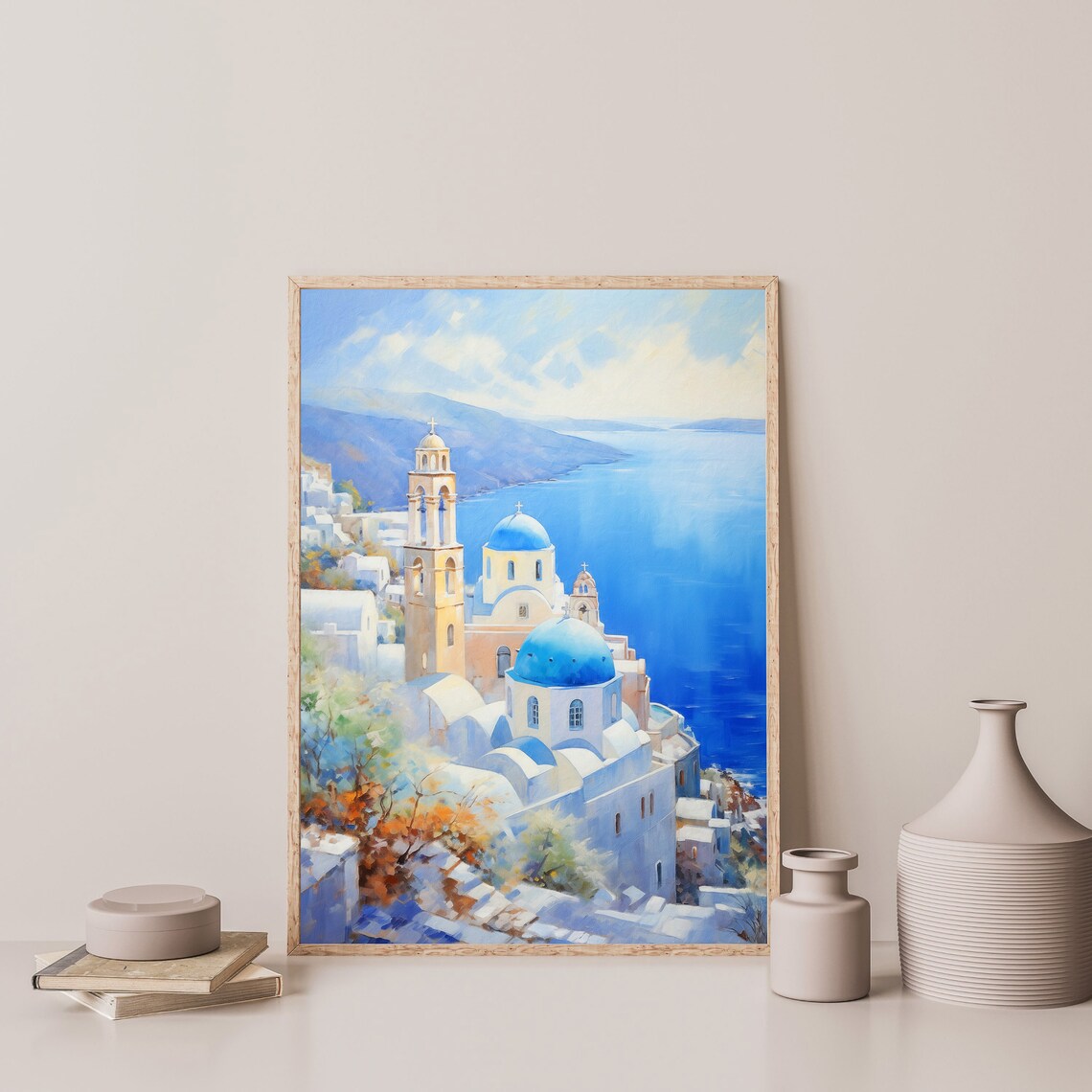 Santorini Retro Greece Coastal Summer Travel Poster - Image 3