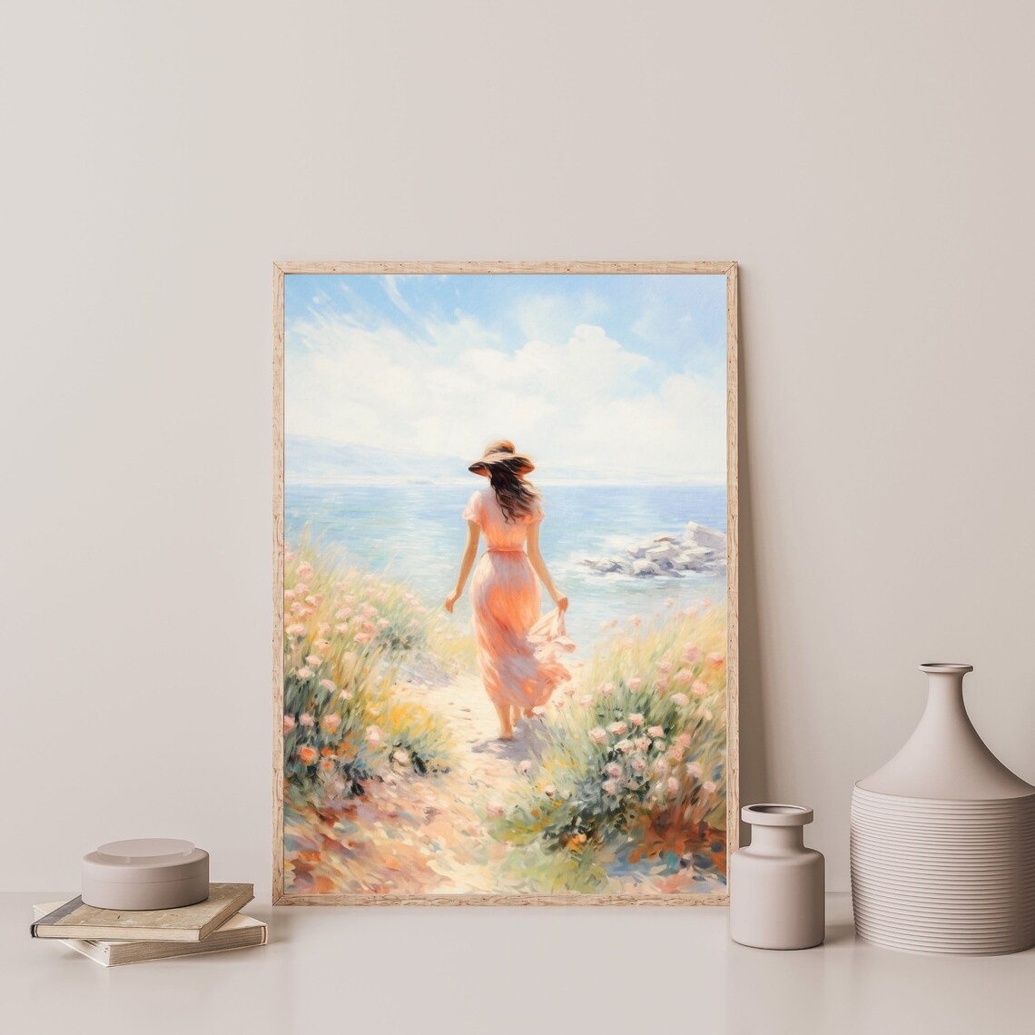 Coastal Portrait, Retro Beach Bedroom Art Print - Image 3