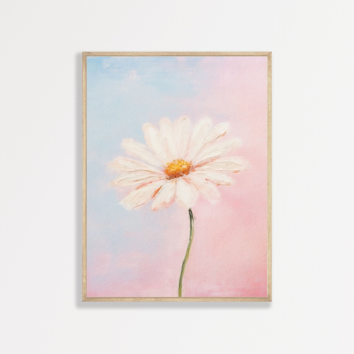 Minimal Daisy Flower Painting Art Print, Retro Decor