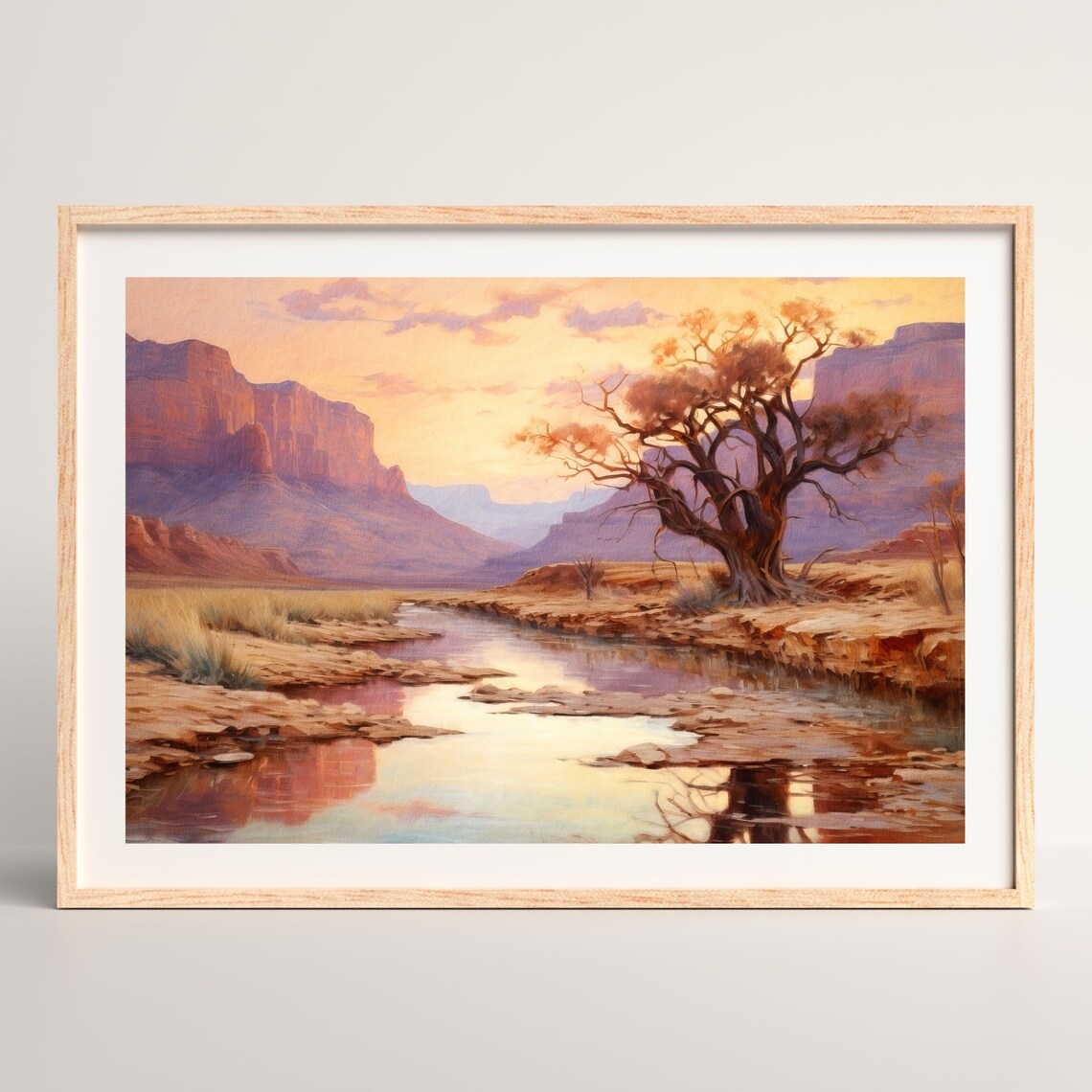 Retro Desert Landscape Art Print, Vintage Painting - Image 2