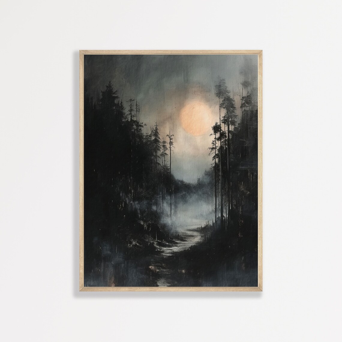 Dark Moon Vintage Gothic Art Print, Cottagecore