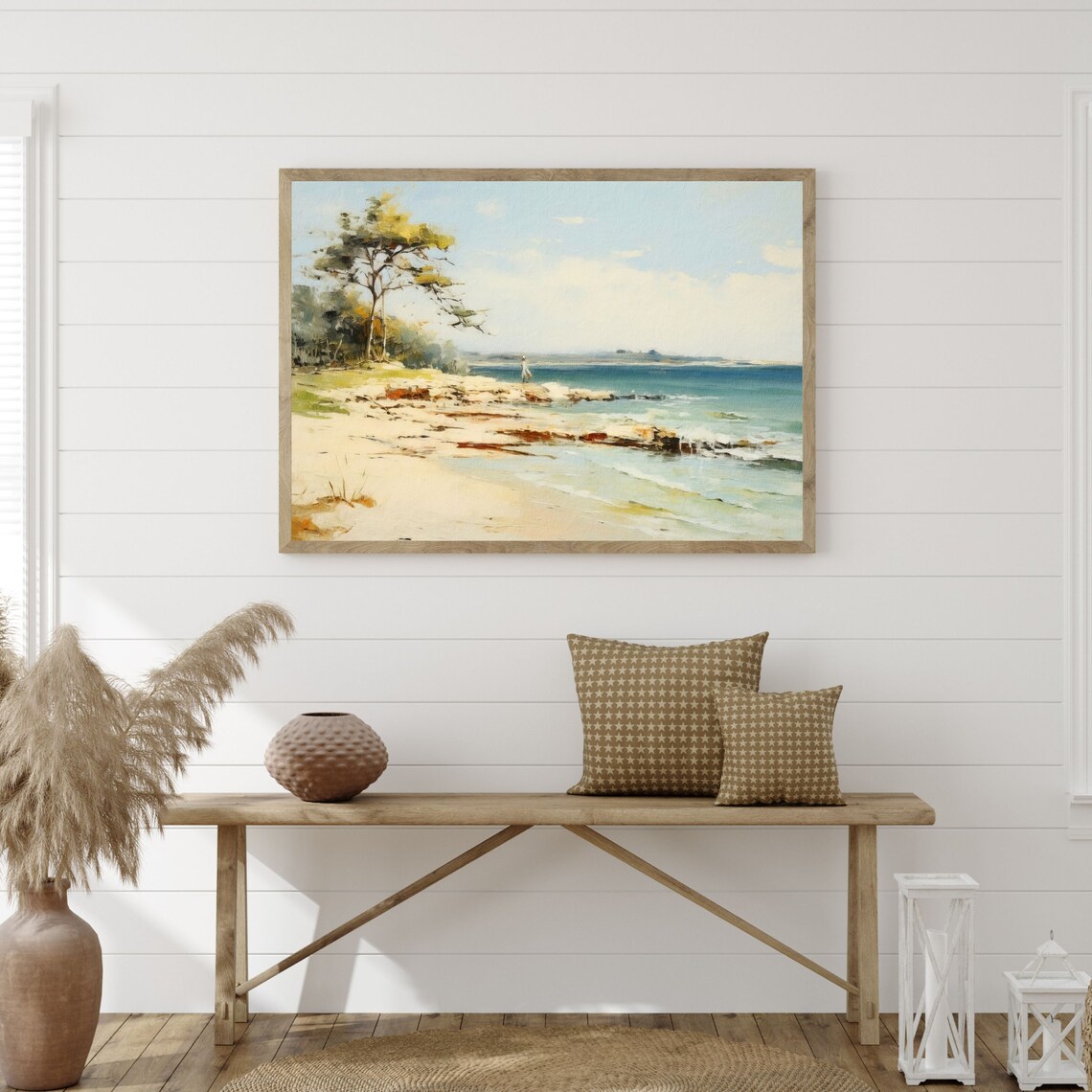 Retro Beach Seascape, Vintage Coastal Art Print - Image 3