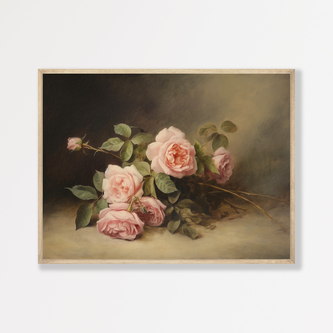 Rustic Rose Vintage Floral Painting Art Print