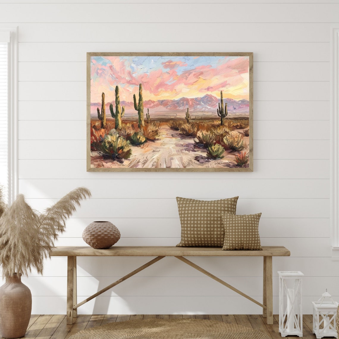 Saguaro Cactus Desert Sunset Pink Sky Mountains Landscape Poster - Image 3