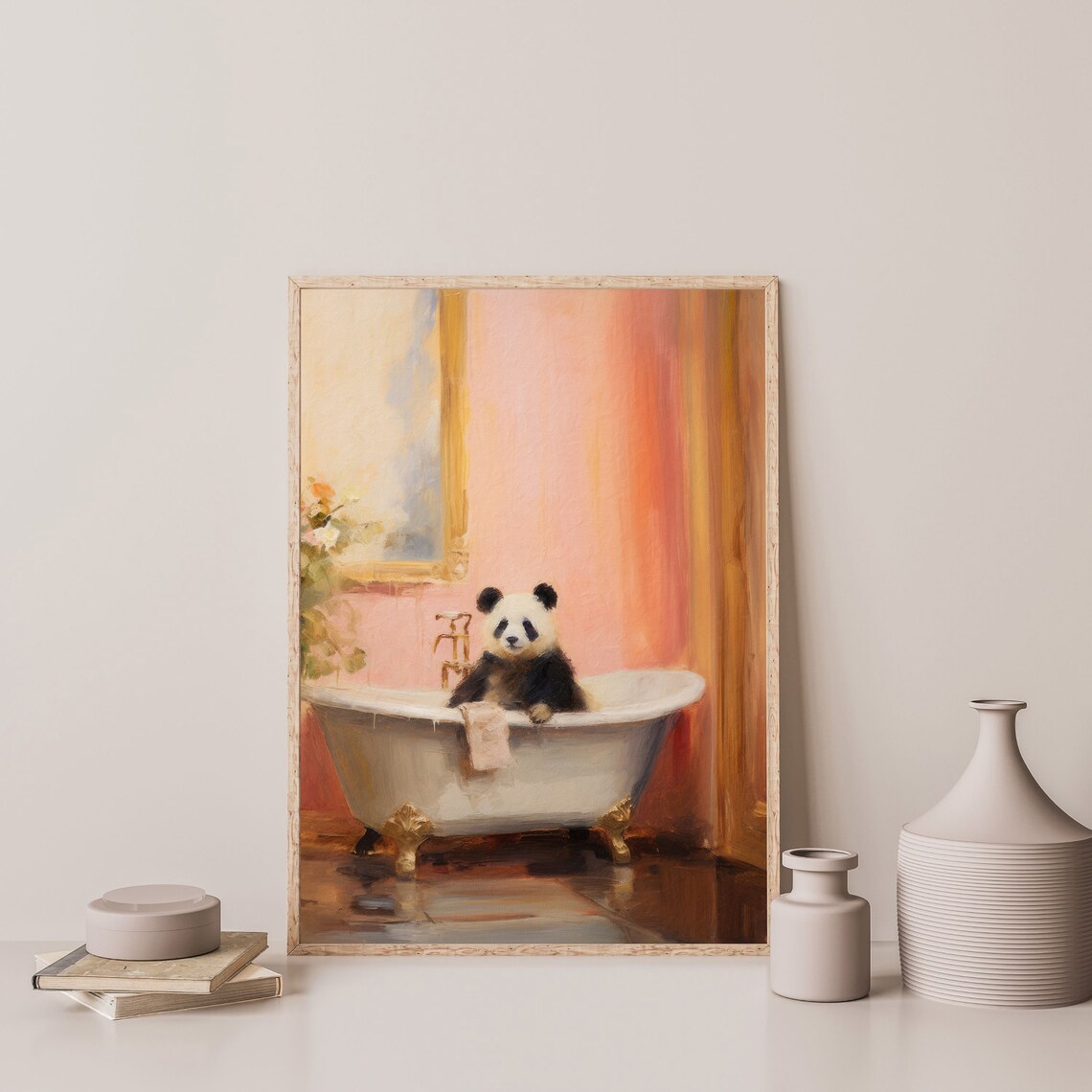 Panda Retro Bathroom Art Print, Cute Nursery Decor - Image 3