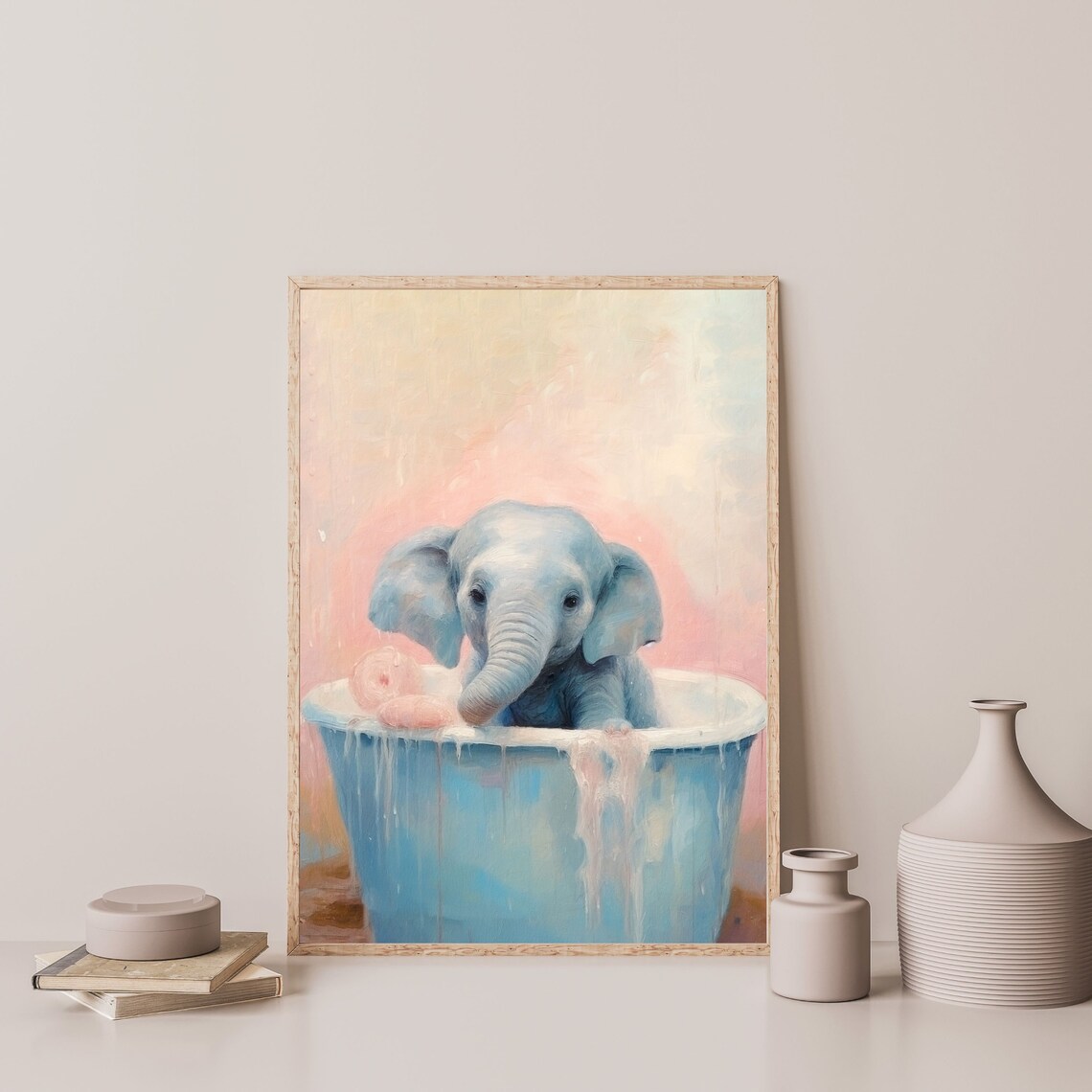 Retro Elephant Pastel Art Print for Nursery Kids - Image 3