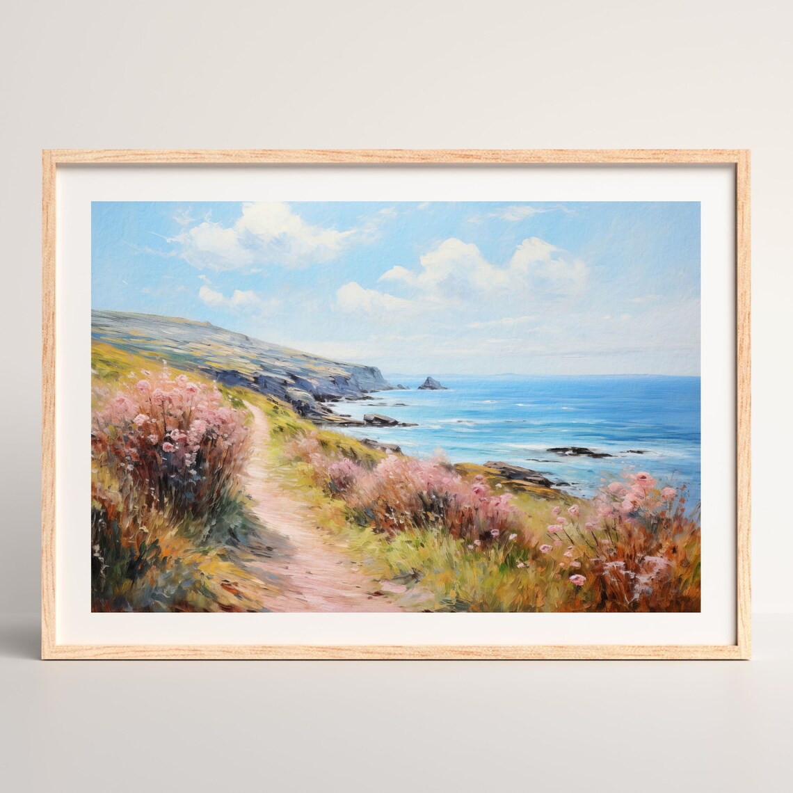 Coastal Path Retro Seascape Landscape Art Print - Image 2