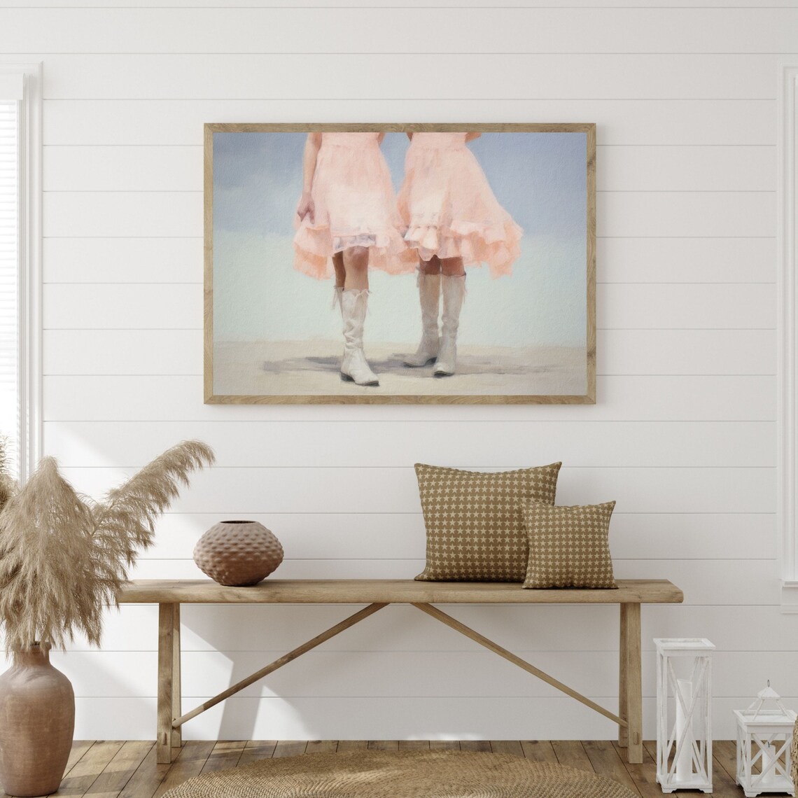 Western Girls Art Print, Retro Cowgirl Boots Decor - Image 3