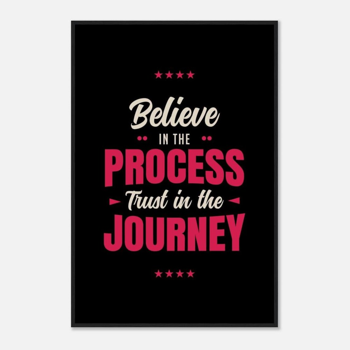 Believe In The Process Trust In The Journey Poster Black Red Star Quote
