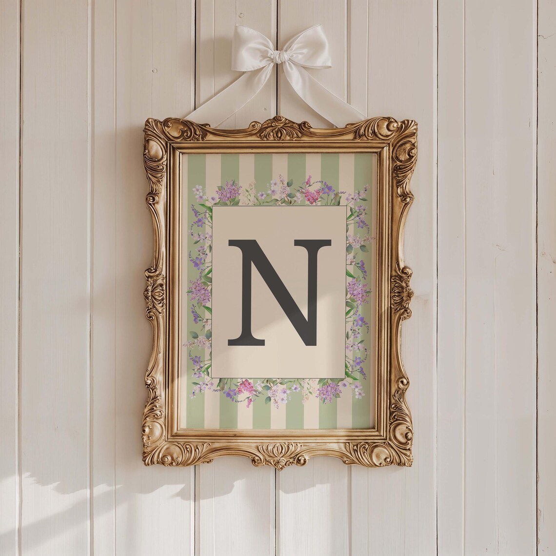 Personalized Floral Initial Wall Art Nursery Name Sign Print Baby Girl Room Decor Custom Letter