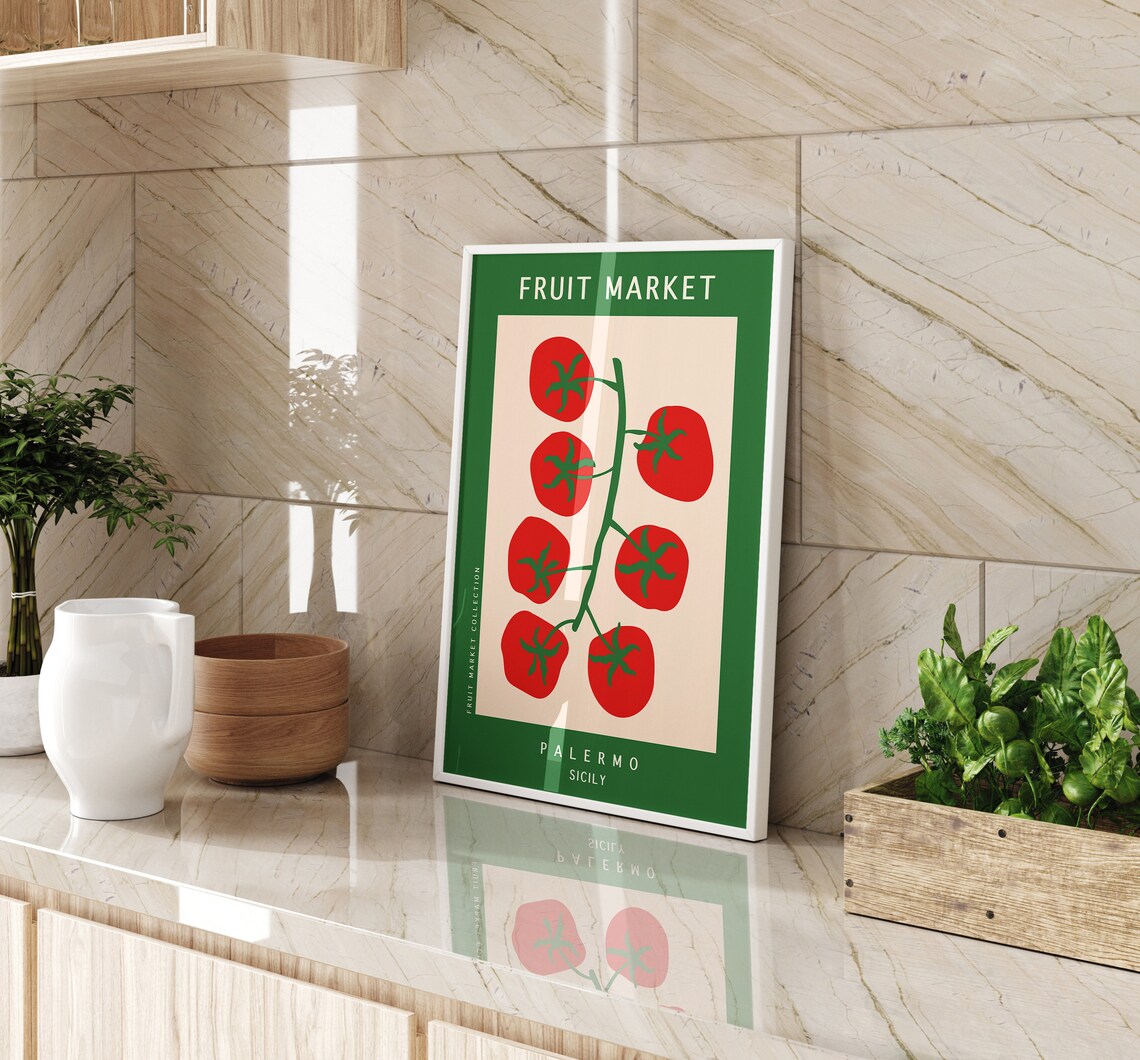 Fruit Market Tomatoes Retro Kitchen Art Print - Image 3