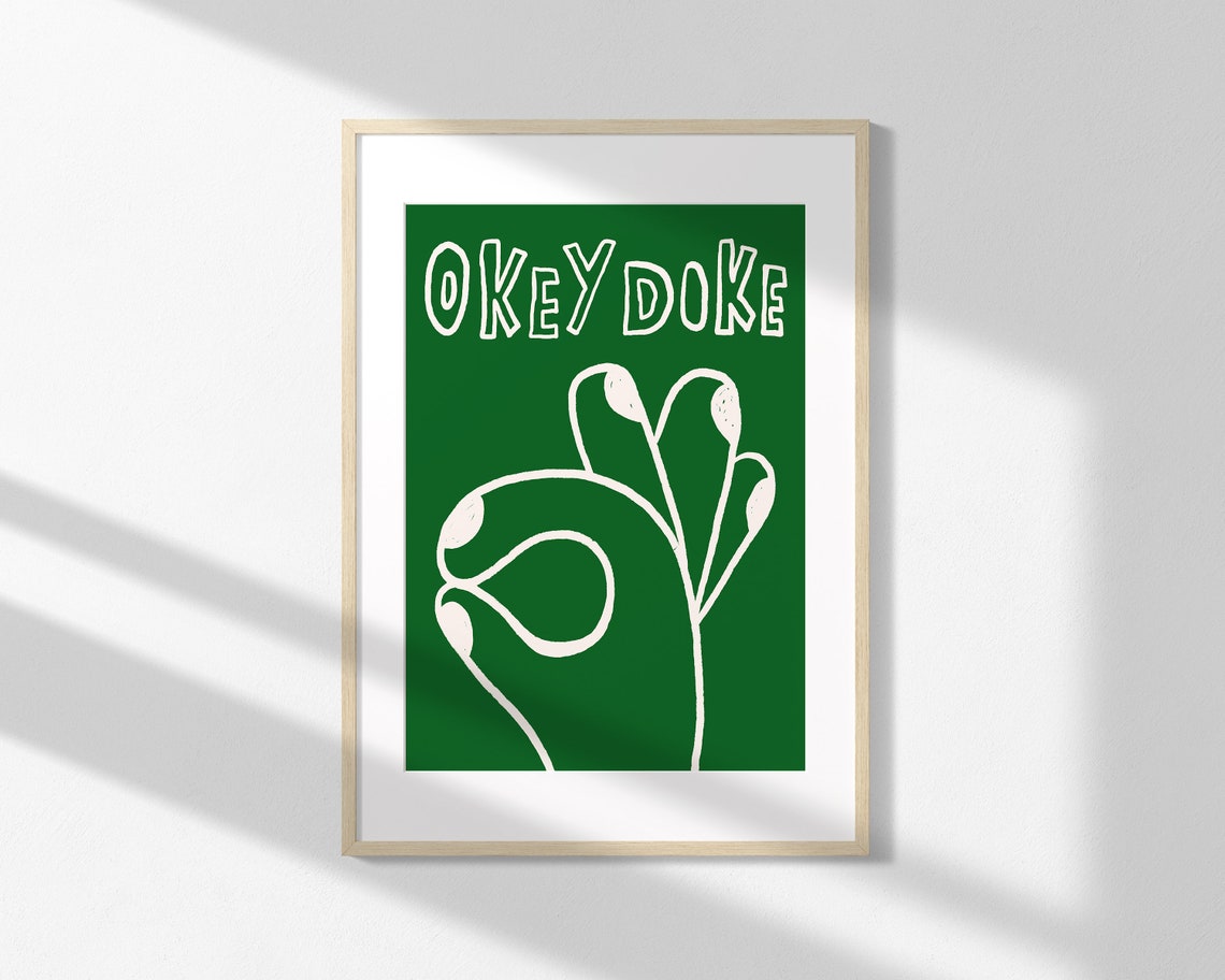 Okey Doke Retro Red OK Hand Gesture Positive Vibes Art Poster - Image 3
