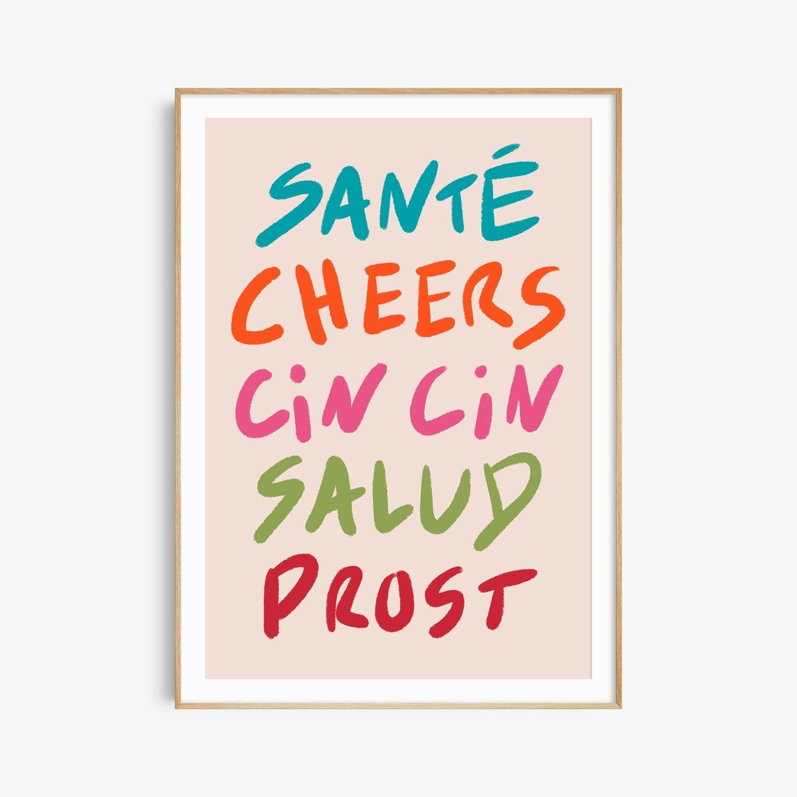 Cheers Around the World Colorful Hand Lettered Toast Art Poster - Image 3