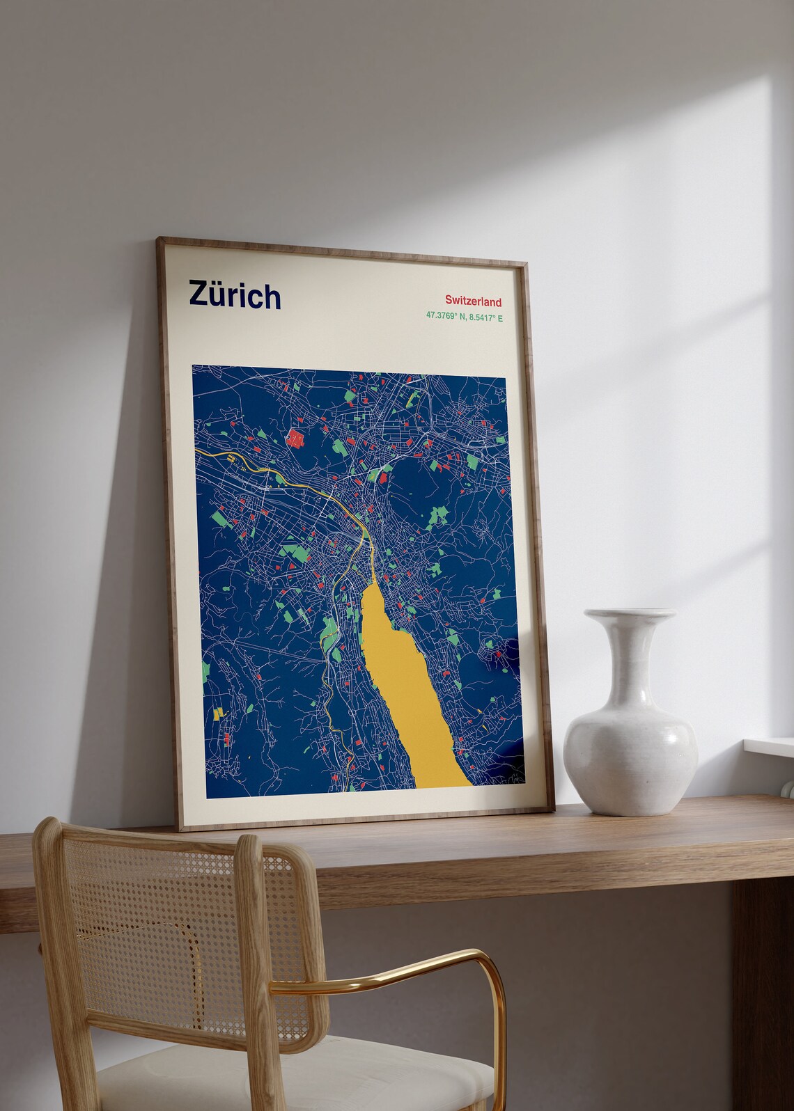 Zurich Map Poster Print, Switzerland Travel Map - Image 2