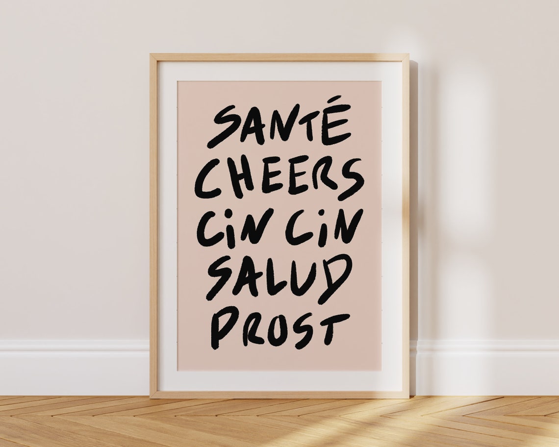 Sante Cheers Cin Cin Salud Prost Colorful Hand Drawn Bar Poster - Image 3