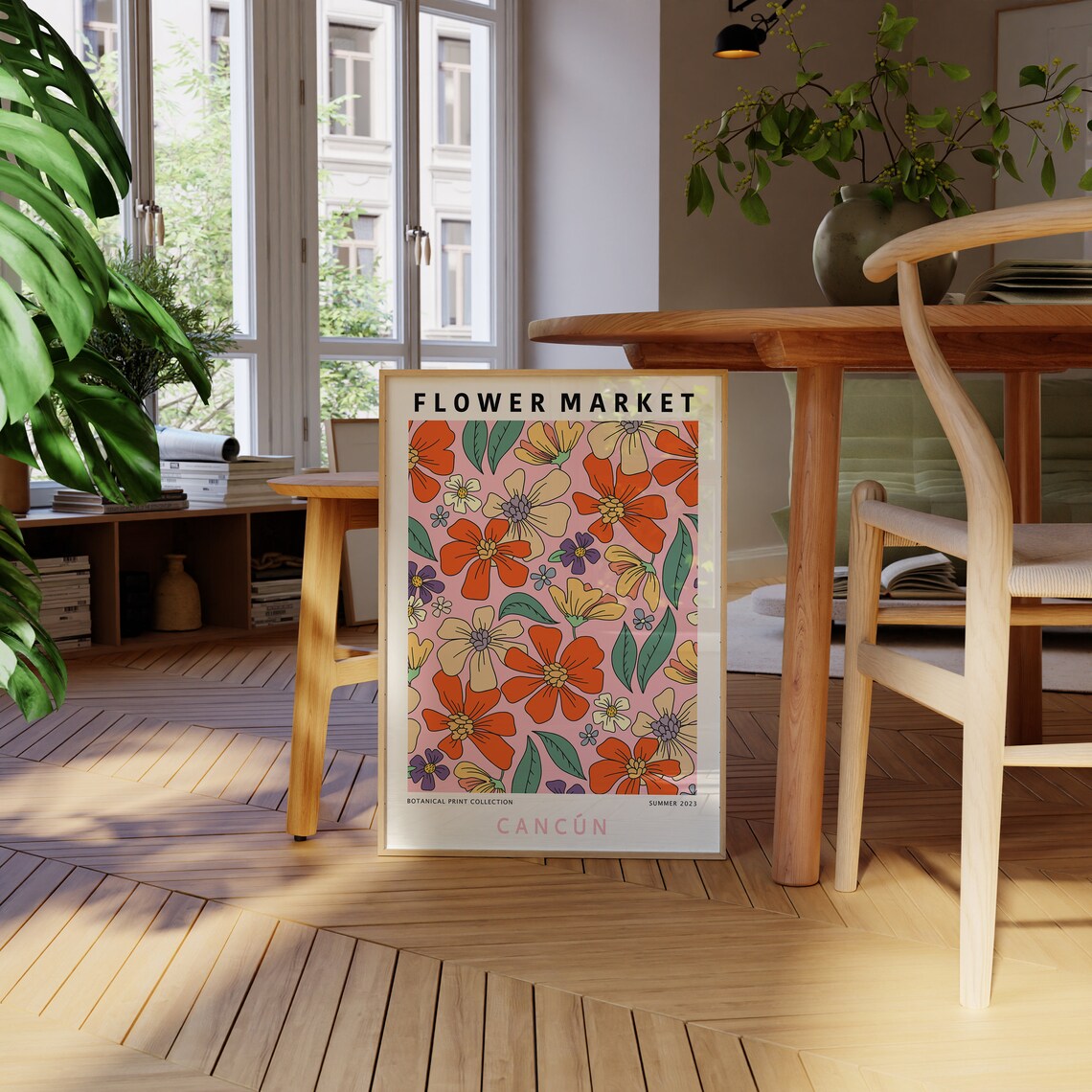 Cancun Flower Market Summer 2023 Tropical Orange Floral Poster - Image 3