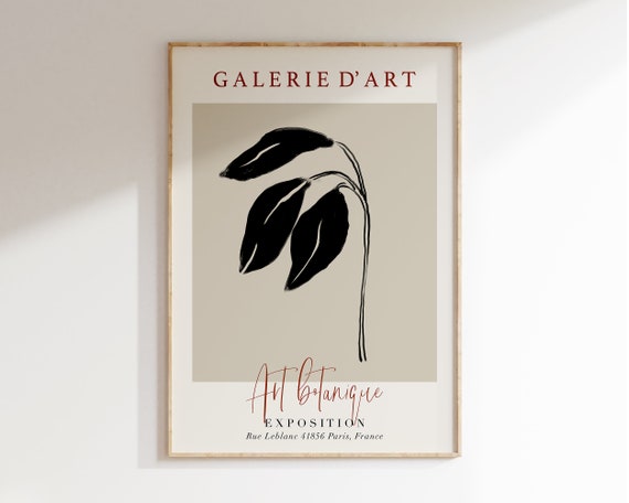 Neutral Botanical Exhibition Poster Minimal Floral Poster Minimalist Botanical Line Art Print Beige Modern Flowers Art Il008