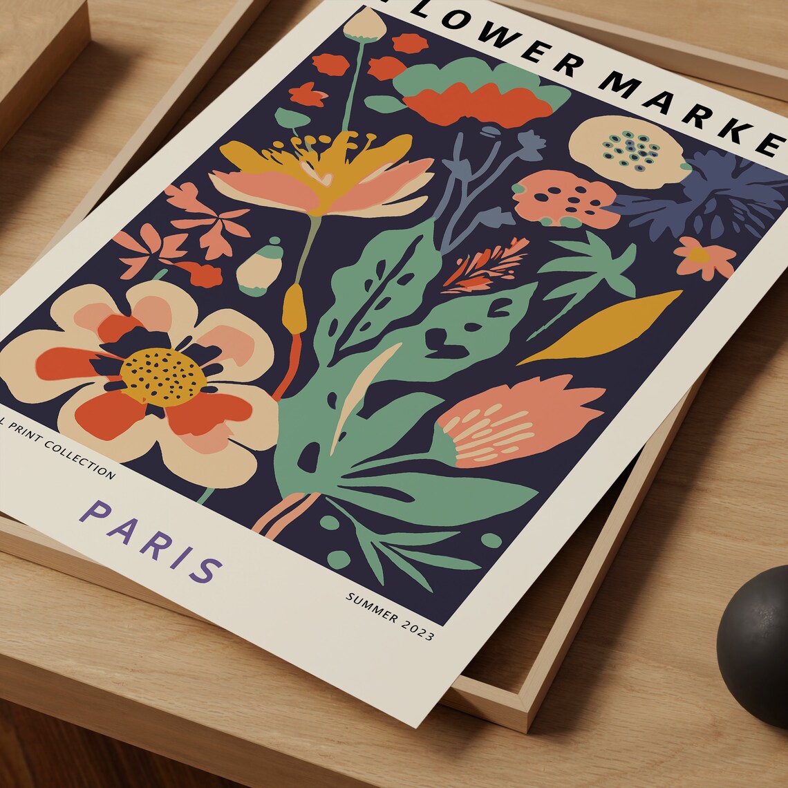 Flower Market Paris Retro 70s Floral Art Print - Image 3