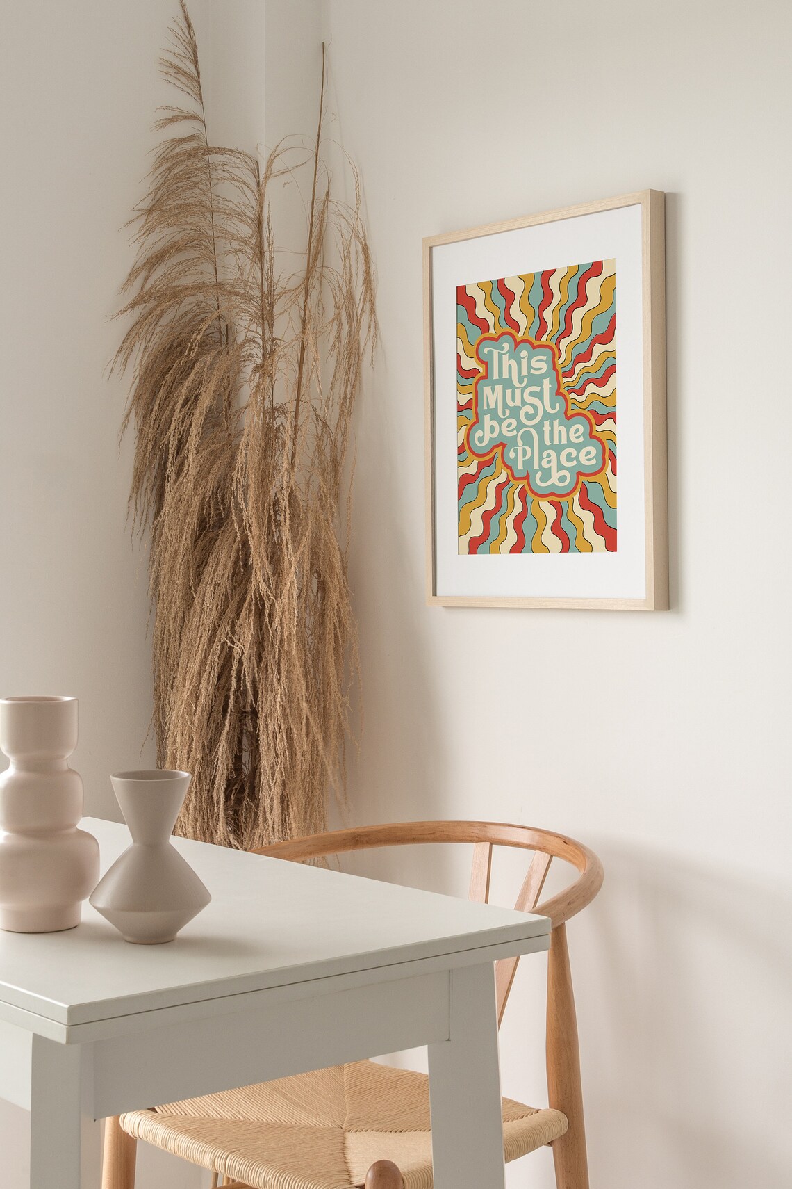 This Must Be The Place Retro Wavy Sunburst Quote Poster Retro Decor - Image 2
