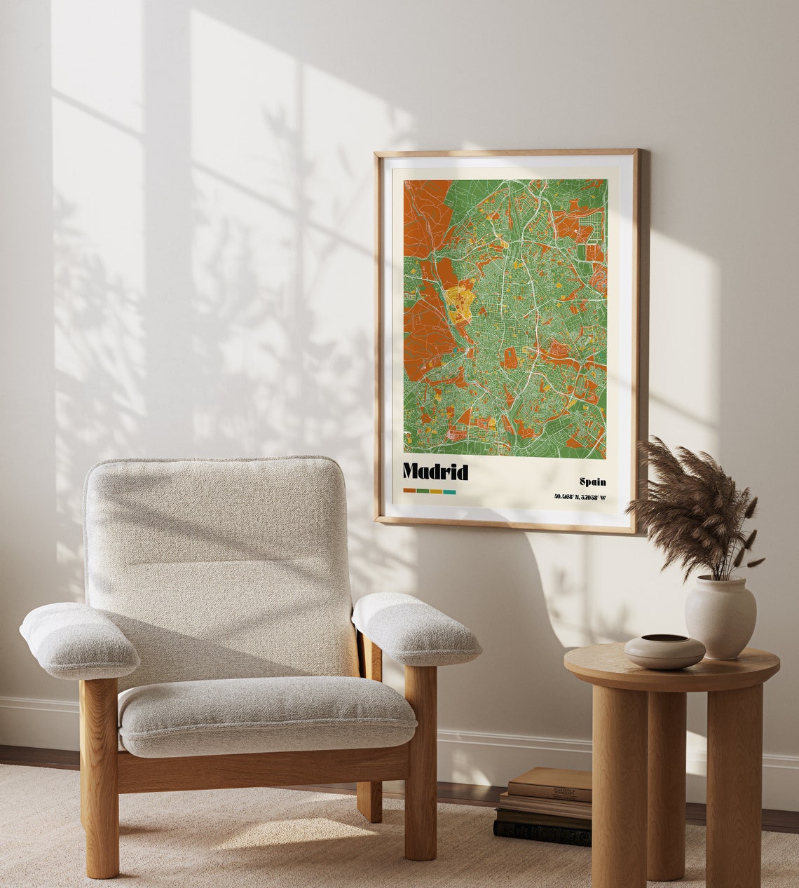 Madrid Spain Retro Colorful Modern City Map Street Grid Wall Art - Image 3