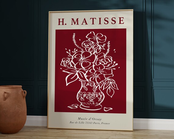 Matisse Botanical Poster Matisse Exhibition Print Matisse Flowers Print Red Matisse Poster Exhibition Art Print Mp16