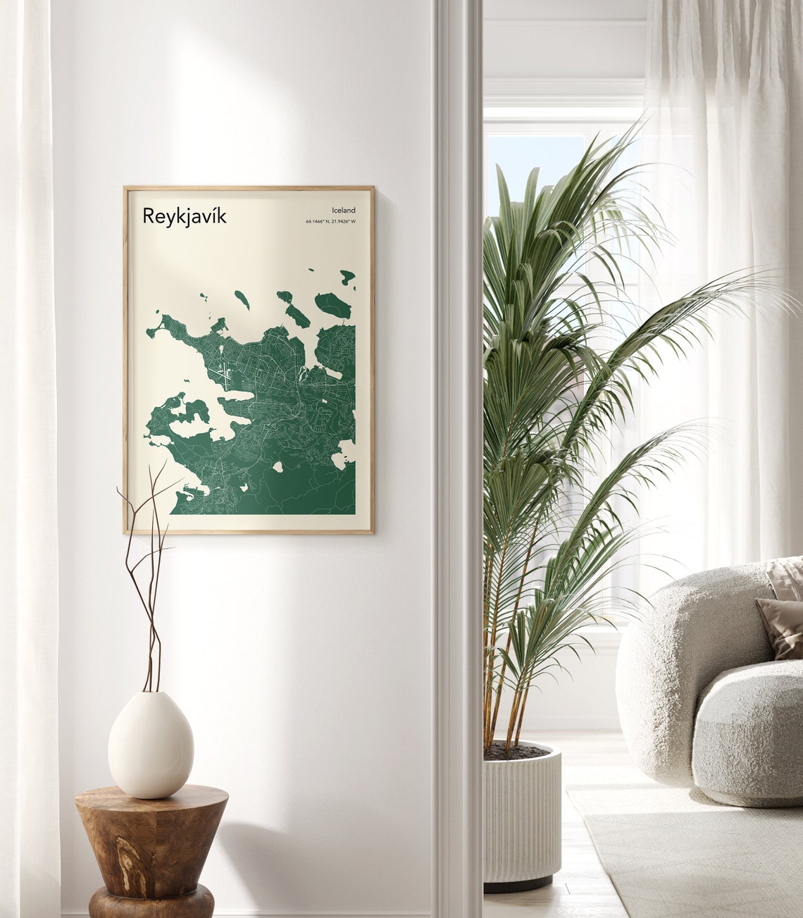 Reykjavik Iceland City Street Map Navy Blue Minimalist Art Print - Image 2
