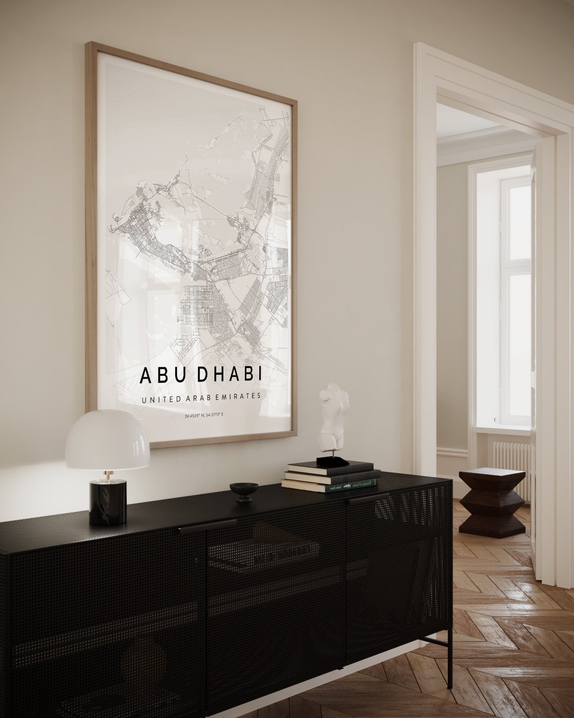 Abu Dhabi United Arab Emirates Minimalist White Grey Map Poster - Image 3