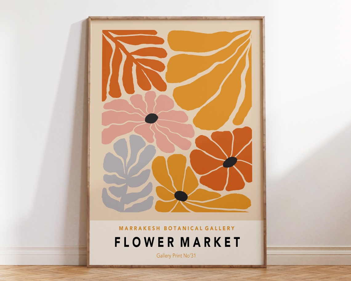 Marrakesh Flower Market Poster Flower Market Print Abstract Floral Poster Retro 70s Flower Market Boho Floral Art Print F104