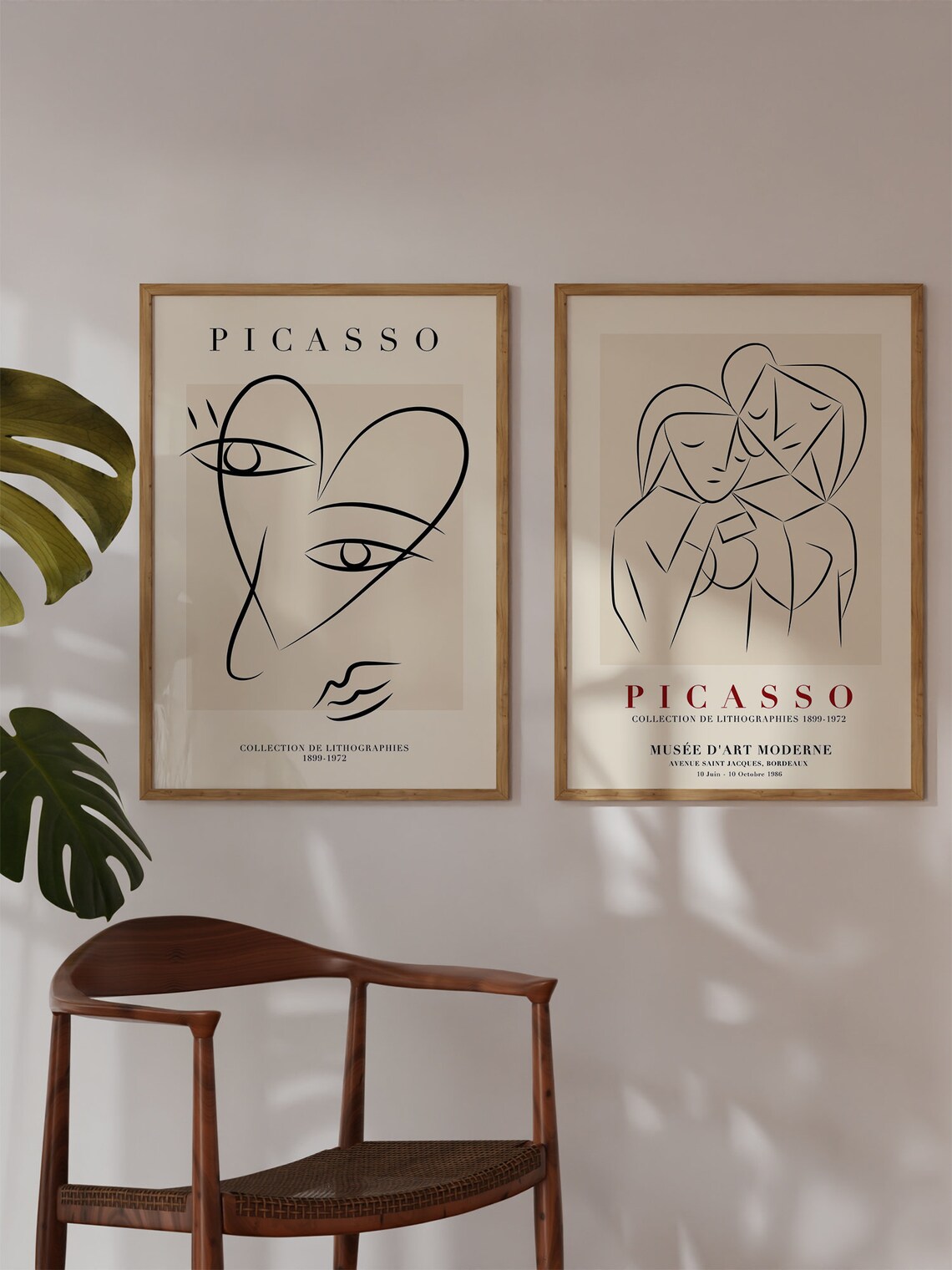 Picasso Abstract Face Line Drawing Heart Lithograph Collection Art Poster - Image 2
