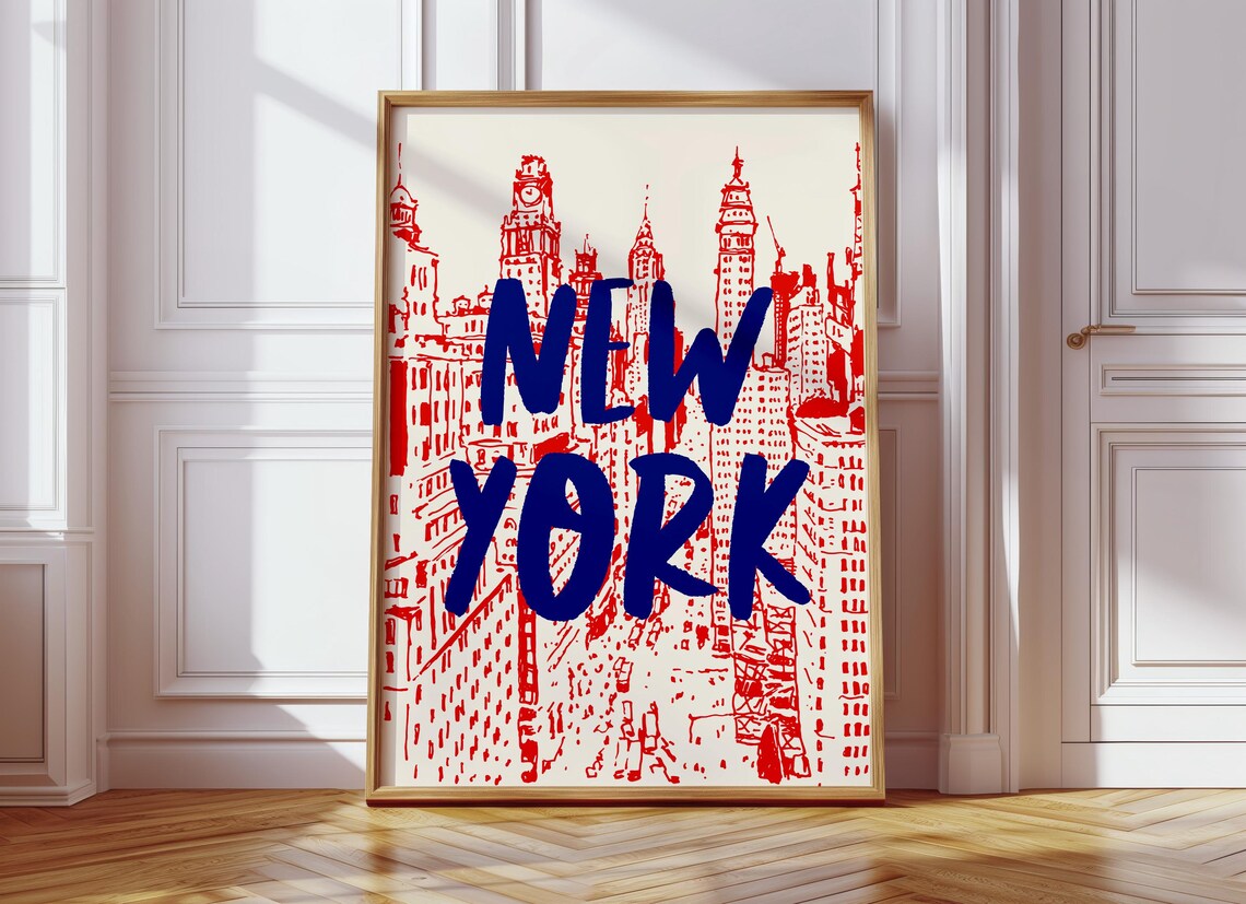 Retro New York Travel Poster, Mid-Century Style