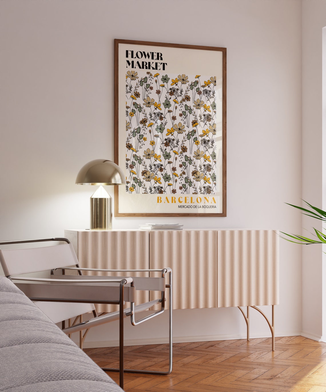 Flower Market Art Print Barcelona Flower Market Poster Floral Boho Poster Neutral Colours Flower Market Retro Flowers F113 - Image 2