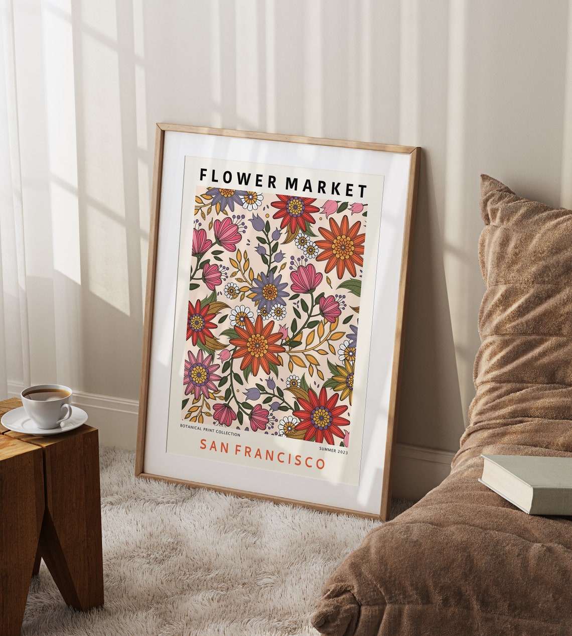 San Francisco Flower Market Summer Botanical Bold Art Poster - Image 2