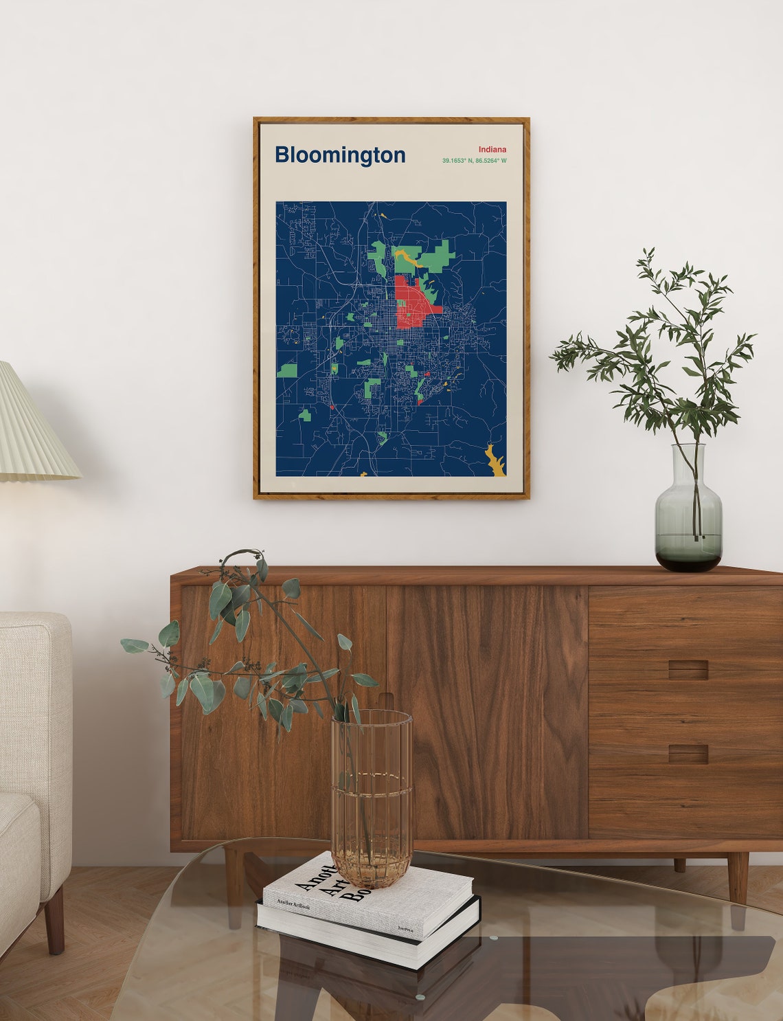 Bloomington Indiana Navy Blue Minimalist City Map Decor Poster - Image 2