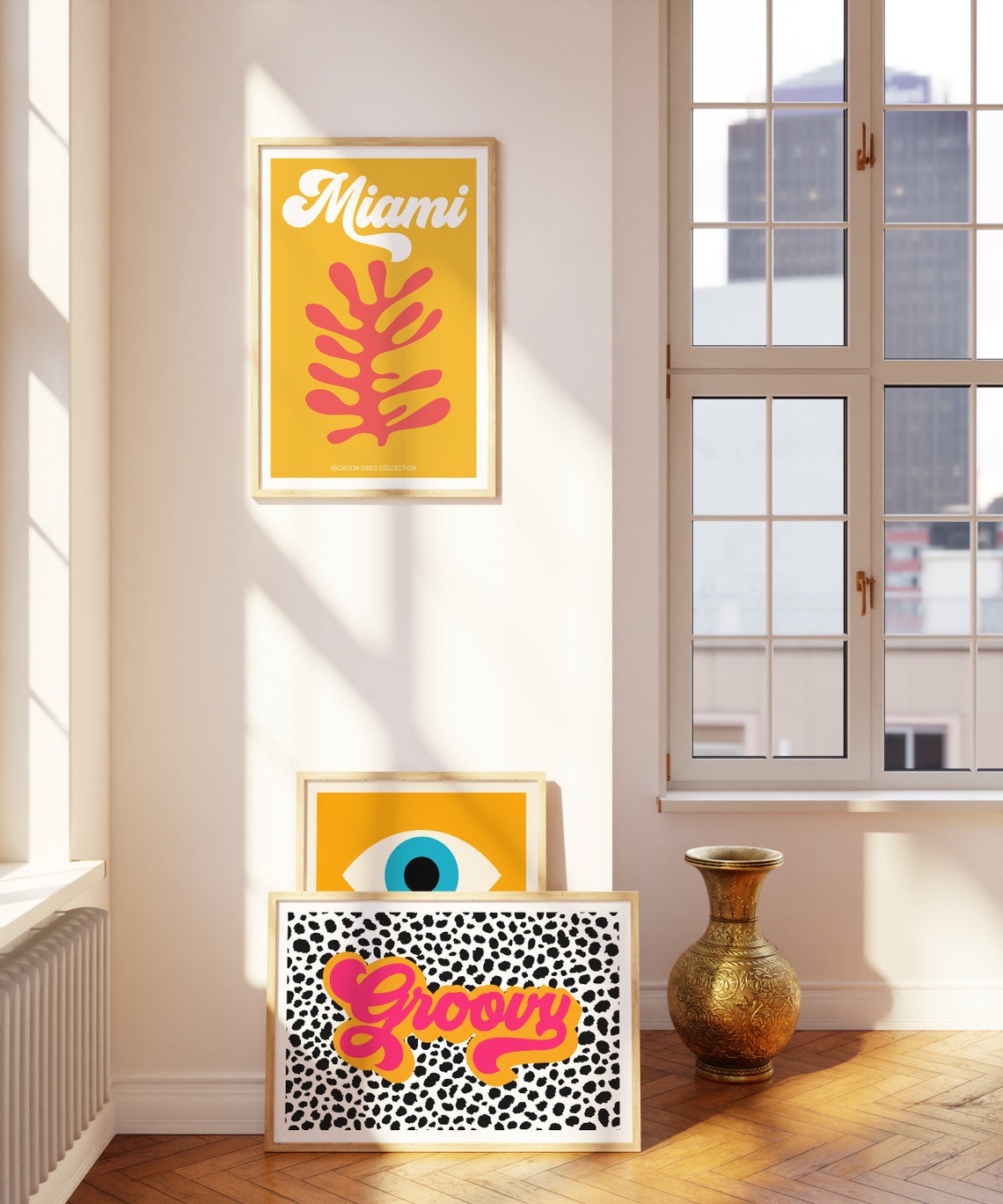 Groovy Retro Script Pink Orange Dalmatian Spots Typography Art Poster - Image 2