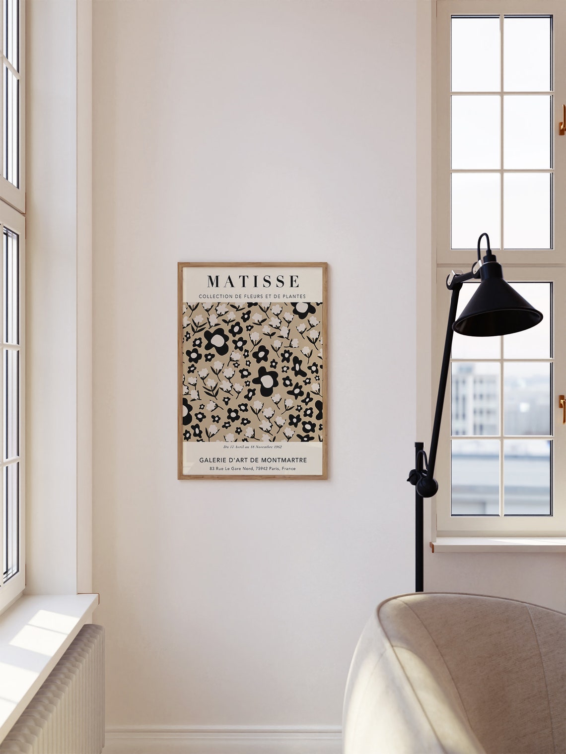 Matisse Black Beige Flowers Plants 1962 Montmartre Gallery Art Poster - Image 2